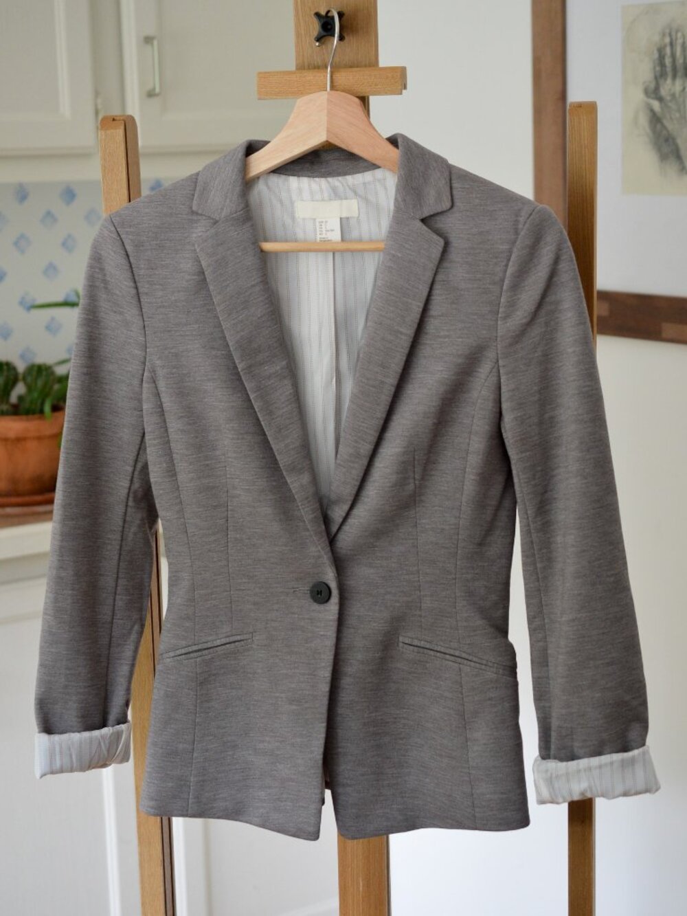 Grey multi-tone casual blazer